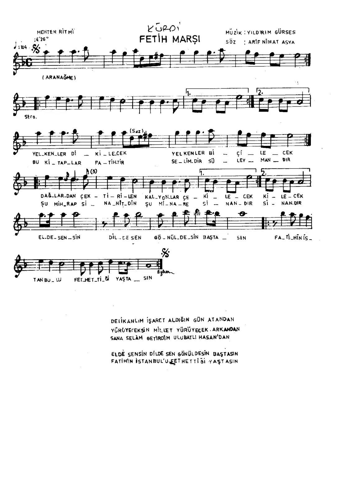 FETİH MARŞI (Yelkenler dikilecek..)