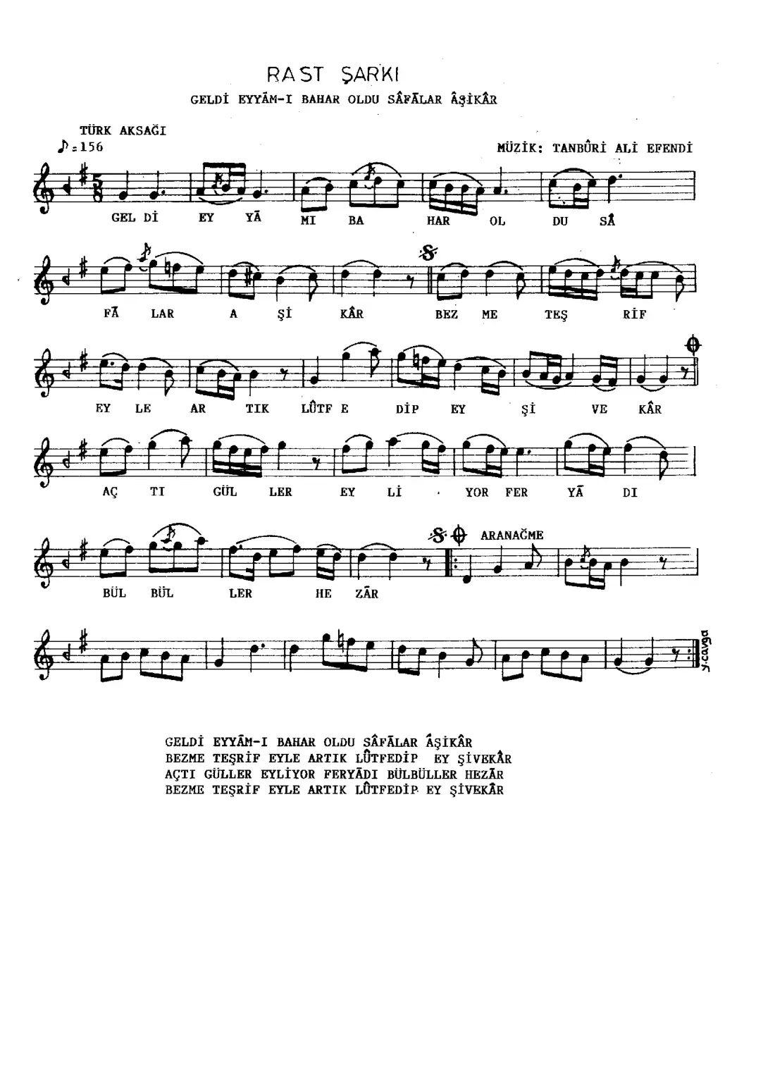 Geldi eyyam-ı bahar oldu safalar aşikar
