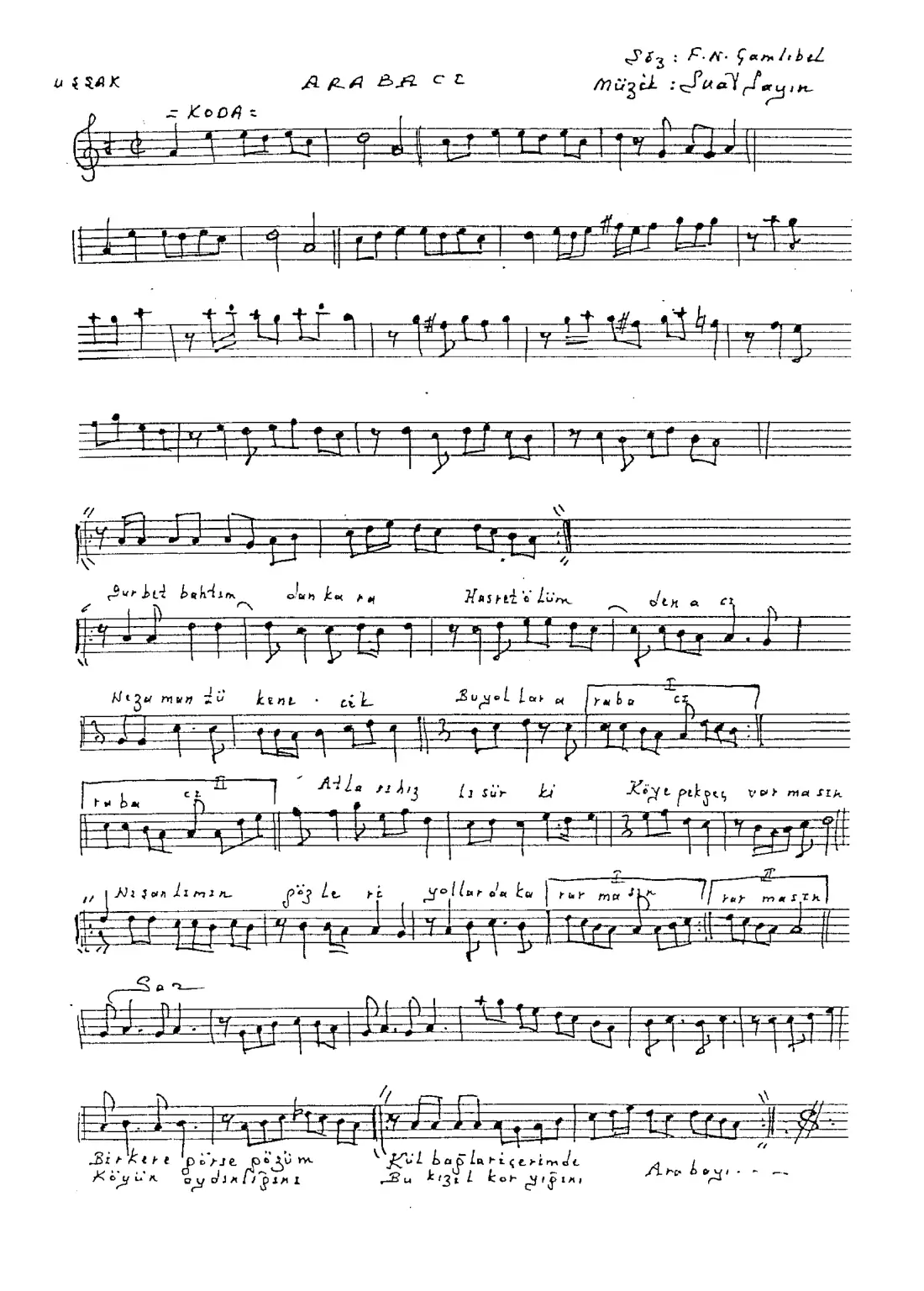Gurbet bahtımdan kara (ARABACI )