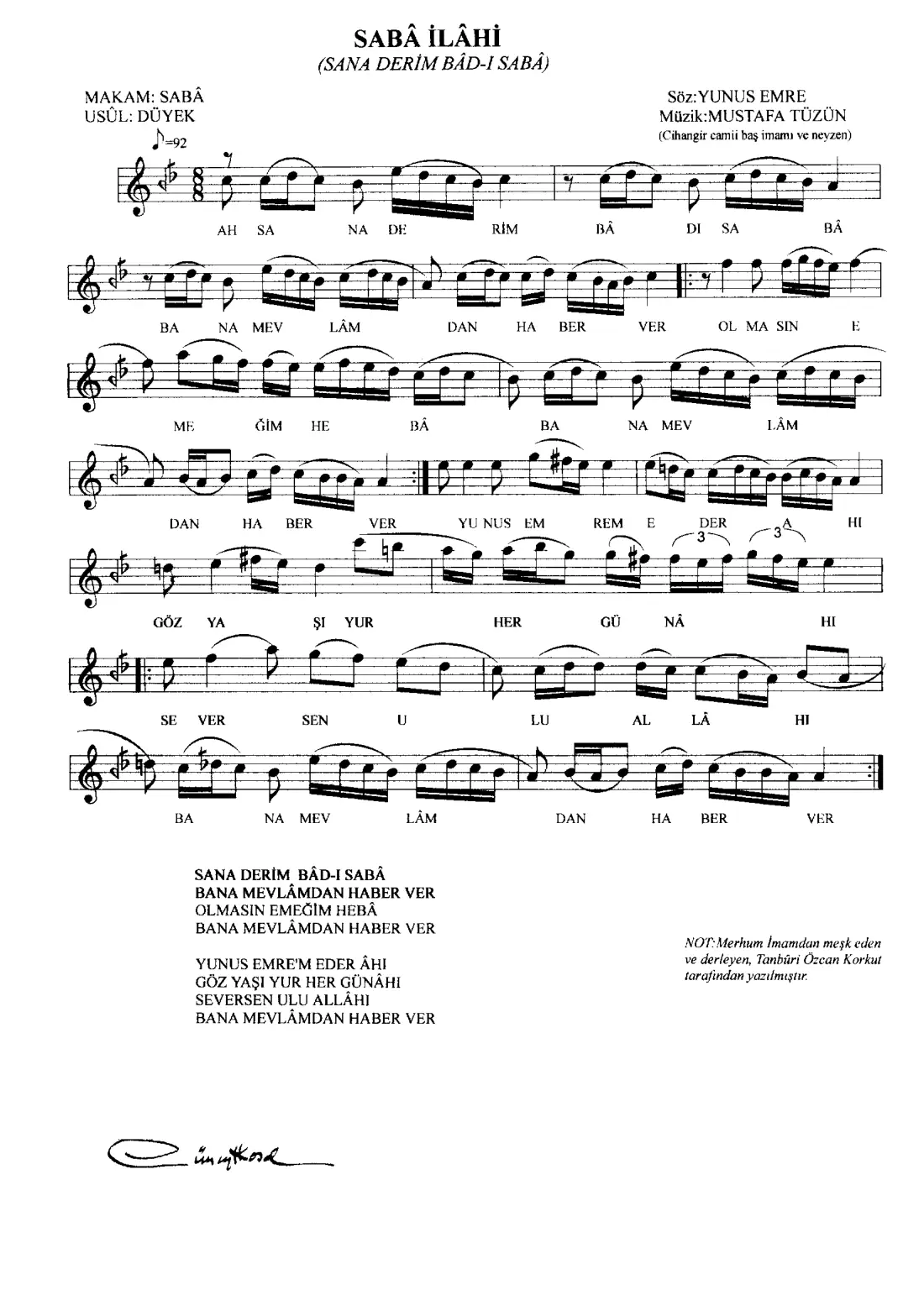Sana derim bad-ı Saba