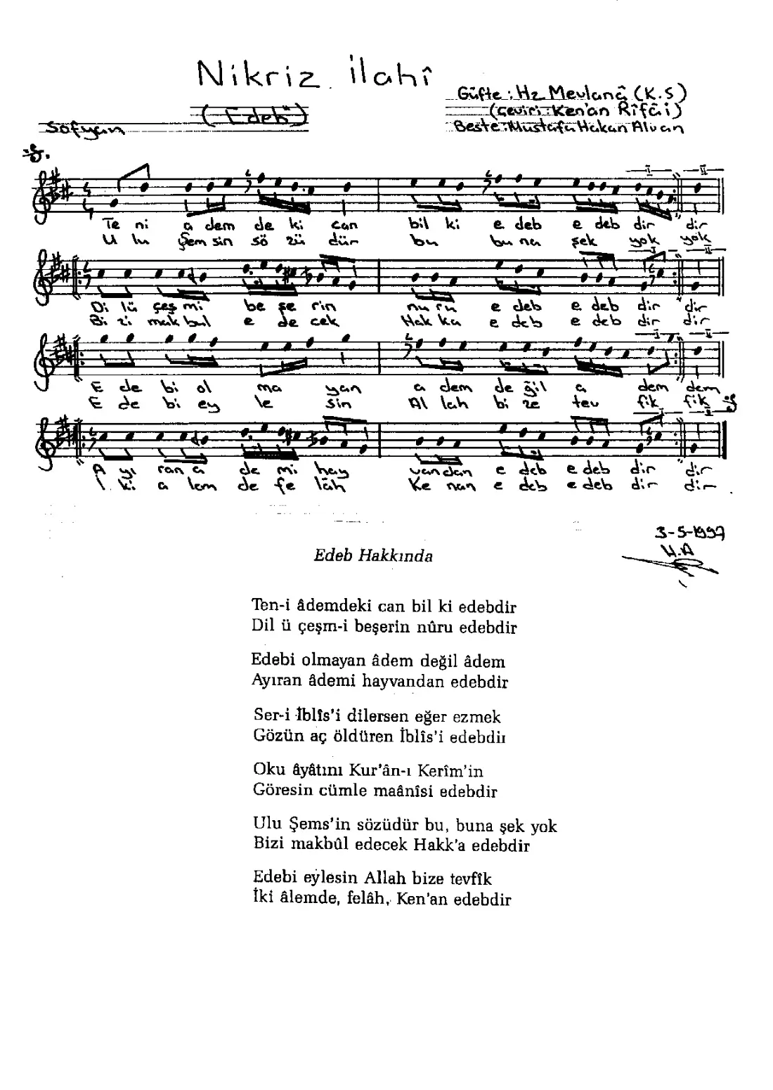 Ten-i ademdeki can bil ki edebdir