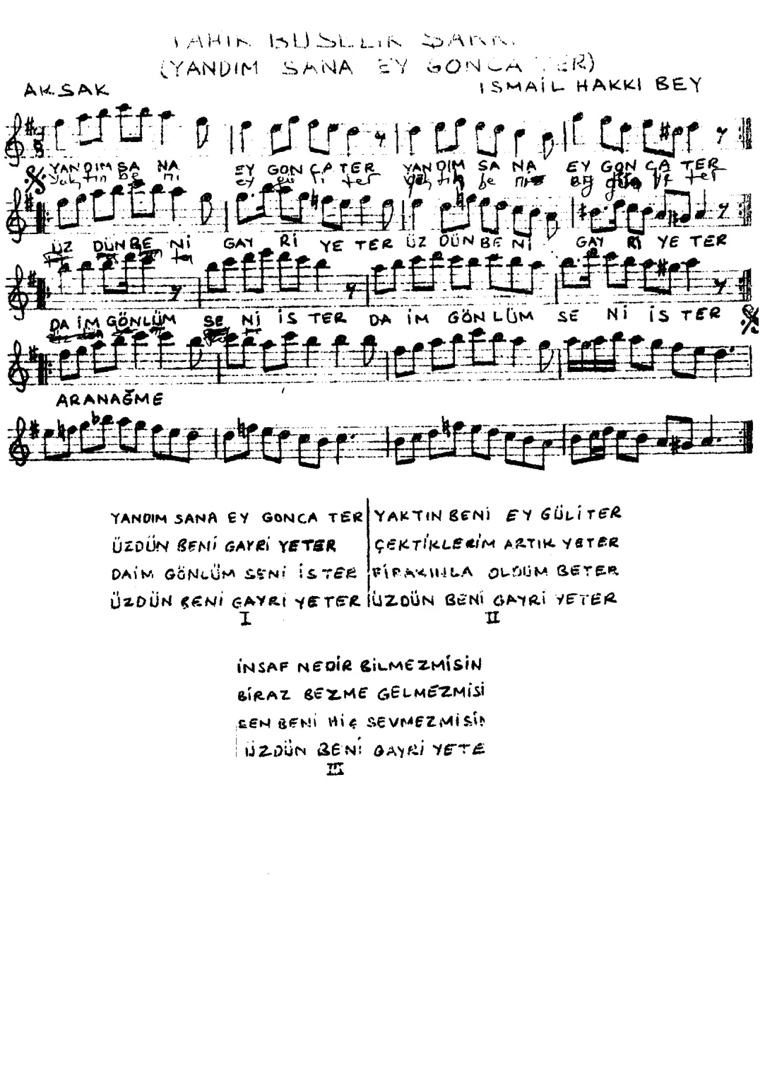 Yandım sana ey gonce-ter